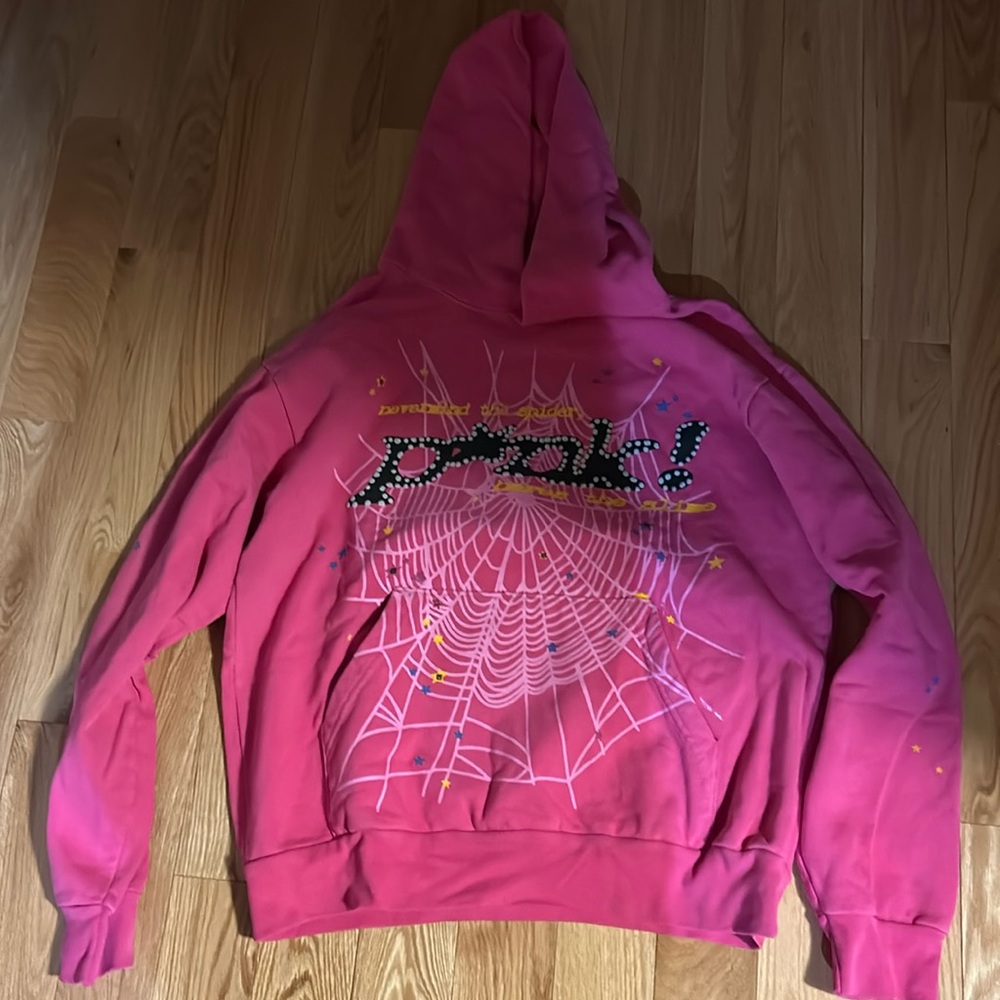 Spider medium men’s hoodie sweatshirt rap hip hop pink